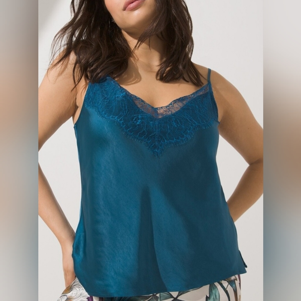 Soma Teal Lace Trim Cami Top
